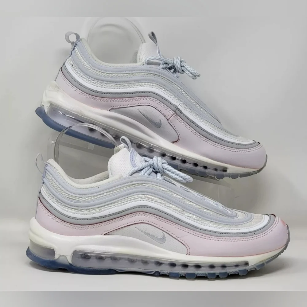 Nike Air Max 97 DIY Flare White Grey Pink Shoes CW5567-100 Mens Size 8 Pre-owned